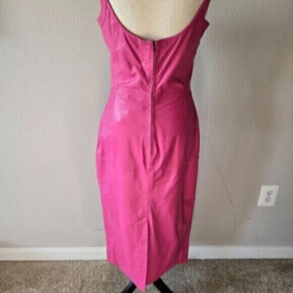 NWT Bod & Christensen Dina Pink Leather Midi Dress - Picture 10 of 11